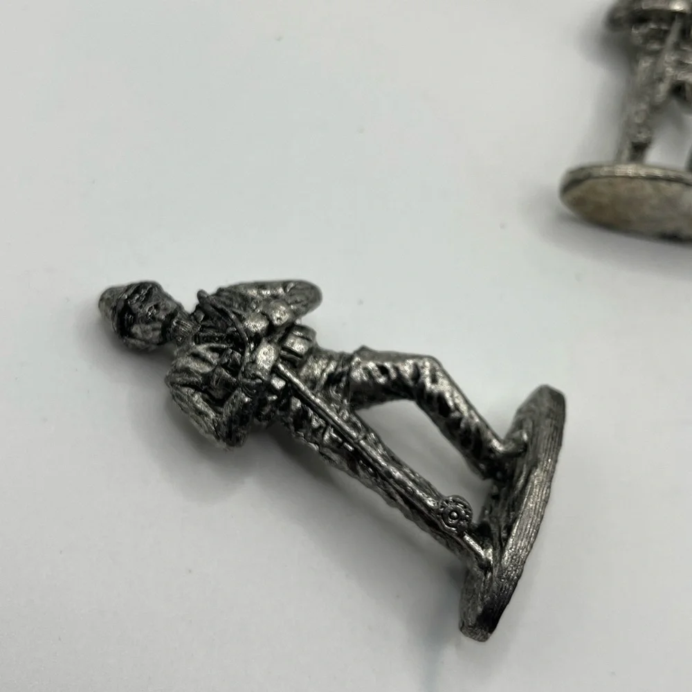 Vintage Miniature Pewter Fly Fisherman with Fishing Pole Figurine Charm